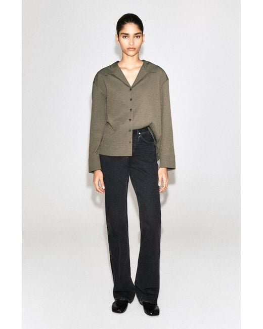COS Green Crinkled-Jersey Shirt