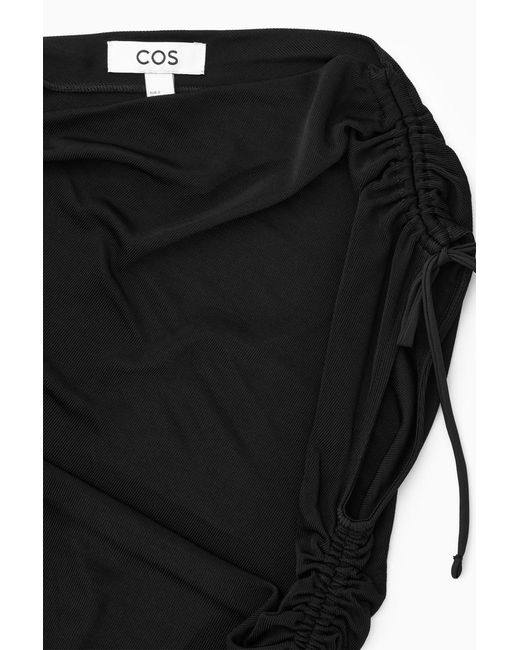 COS Black Asymmetric Off-the-shoulder Wrap Dress
