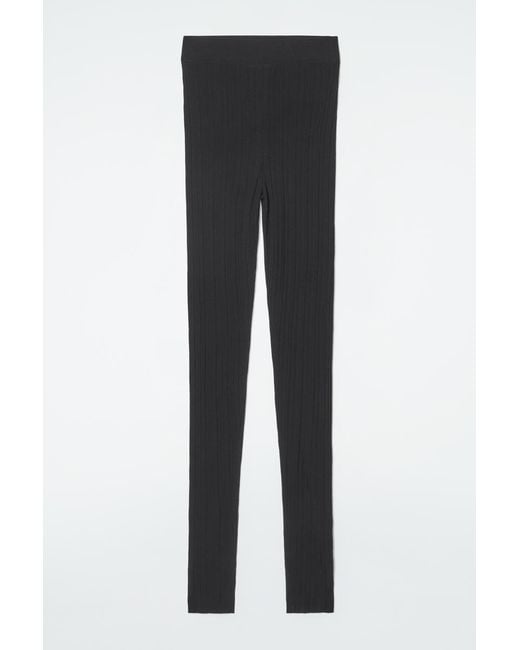 COS Black The Longline Merino Wool Leggings