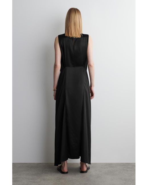 COS Wrap-Front Silk Maxi Dress in Black | Lyst