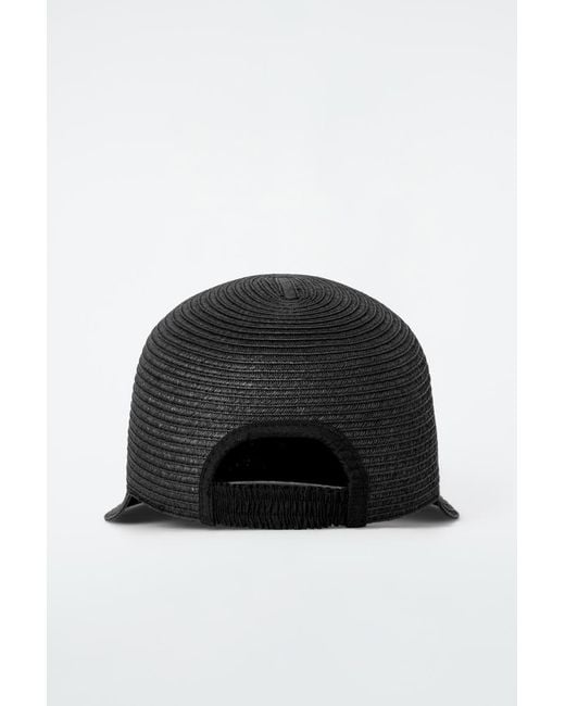 COS Black Woven Straw Baseball Cap
