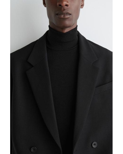 COS Black Slim Wool-Jersey Roll-Neck Top for men