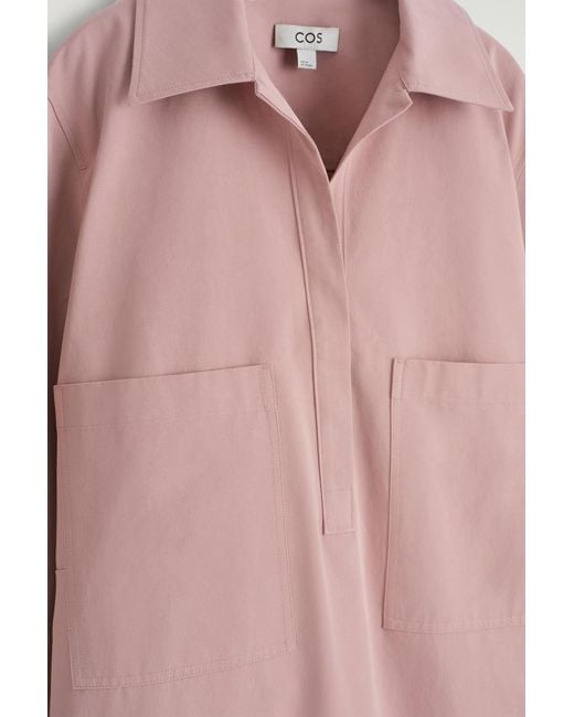 COS Pink Utility Mini Shirt Dress