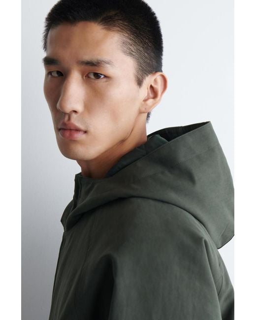 COS Green Technical Cotton Hooded Jacket for men