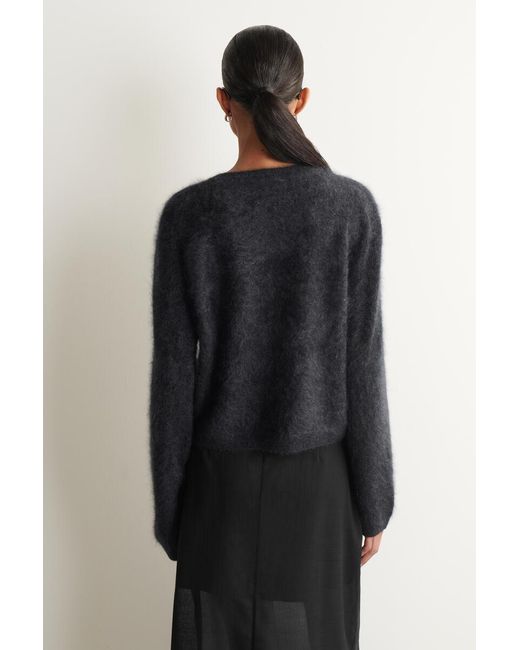COS Blue Brushed-Cashmere Crew-Neck Cardigan