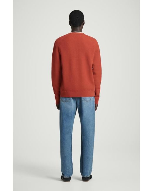 COS Orange Ribbed Merino Wool Jumper