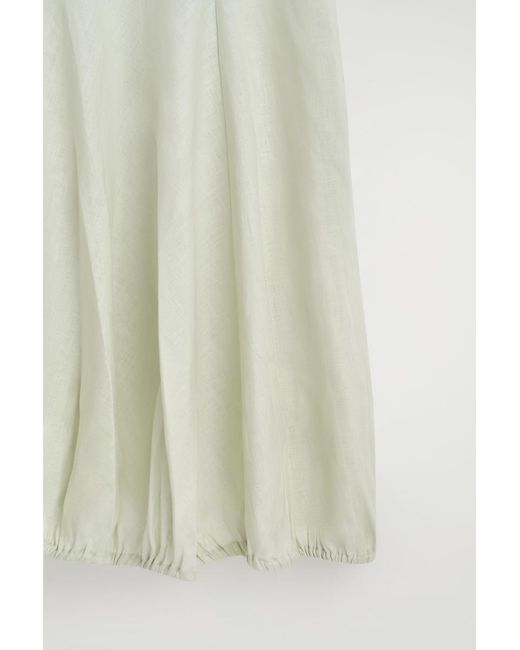 COS White Elasticated-Hem Linen Maxi Dress