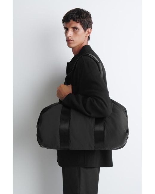 COS Black Leather-Detail Duffle Bag for men