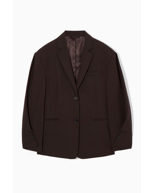 COS Brown Rounded Wool Blazer