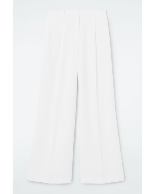 COS White Tailored Linen-blend Trousers