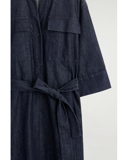 oversized midi shirt dress cos OVERSIZED SILK MIDI SHIRT DRESS - BLACK