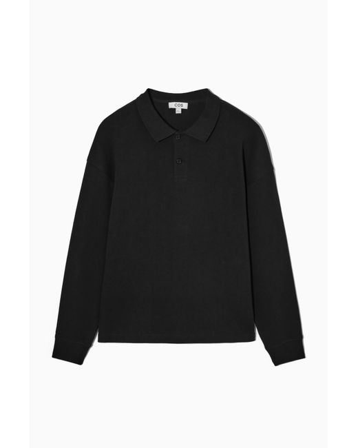 COS Cotton Oversized-fit Jersey Polo Shirt in Black for Men | Lyst