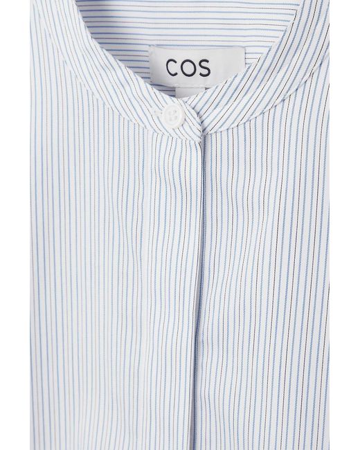 COS White Gathered Grandad-collar Blouse