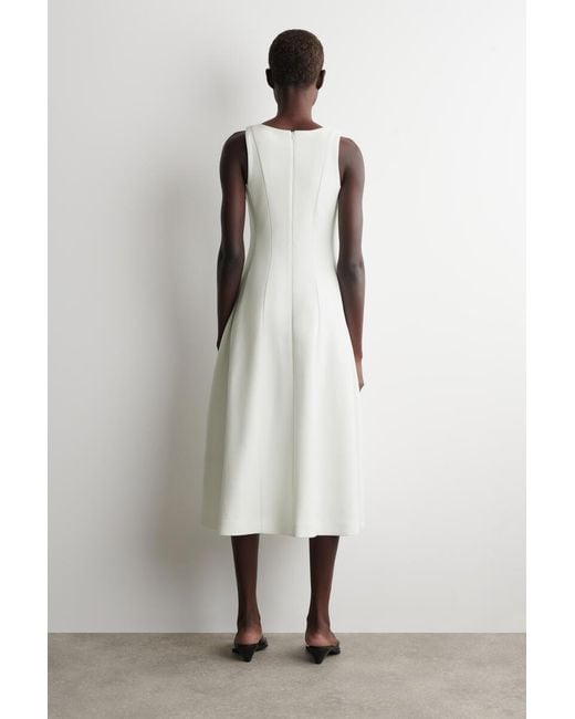 COS White Sculpted Cotton Midi Dress