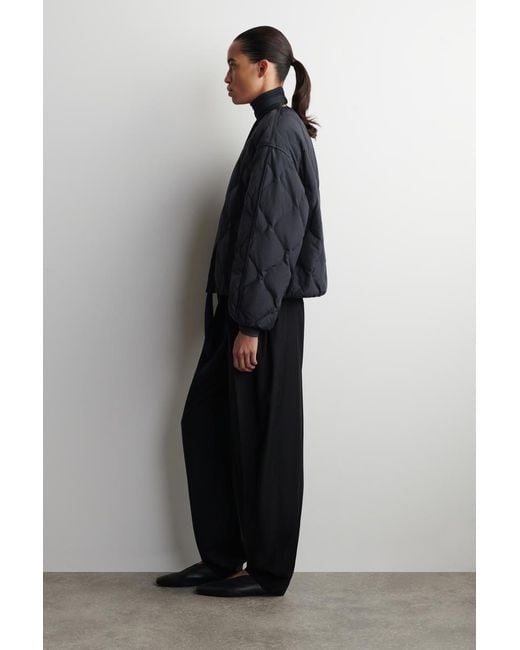 COS Blue Gathered Quilted Down Jacket