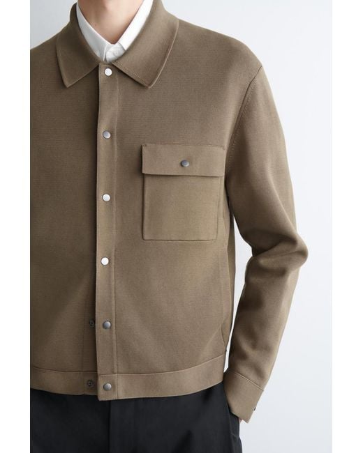 COS Brown Knitted Cotton Jacket for men