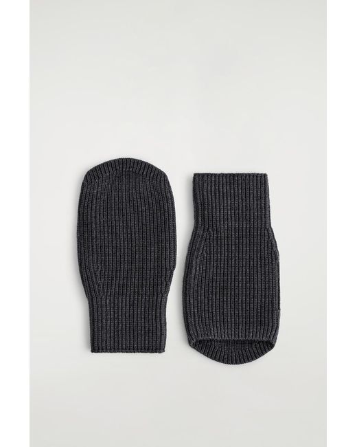 COS Blue Ribbed Wool Fingerless Gloves for men