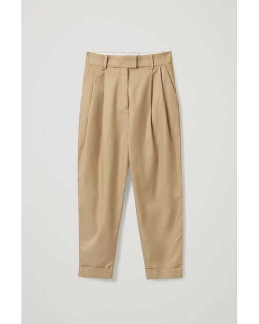 COS Natural High Waisted Pleated Trousers