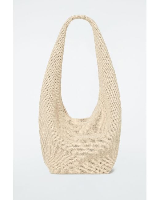 COS White Oversized Sling Bag - Raffia