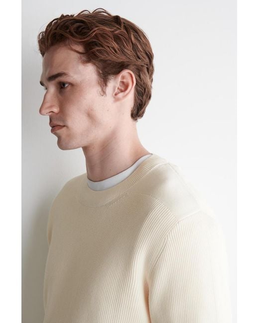 COS Natural Cotton Crew-Neck Sweater for men