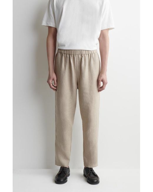 COS Natural Elasticated Linen Regular-Fit Tapered Trousers for men