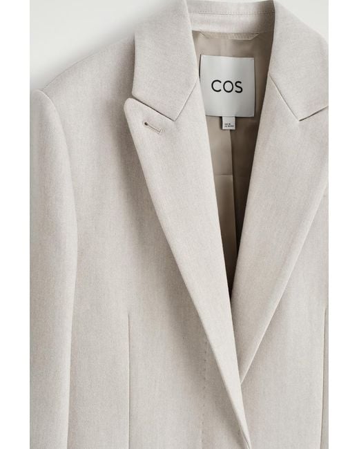 COS Natural Tailored Wool-Twill Long Coat