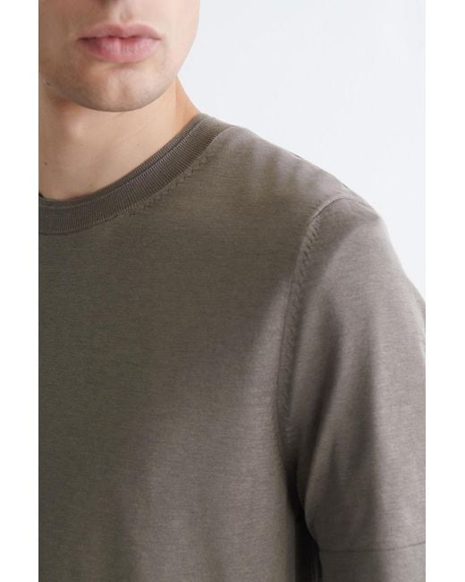 COS Gray Slim Knitted Silk T-Shirt for men