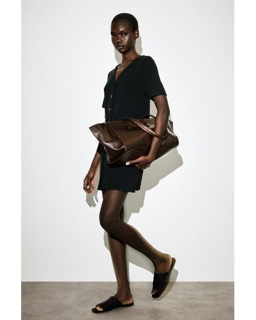 COS Black Buttoned Milano-Knit Mini Dress