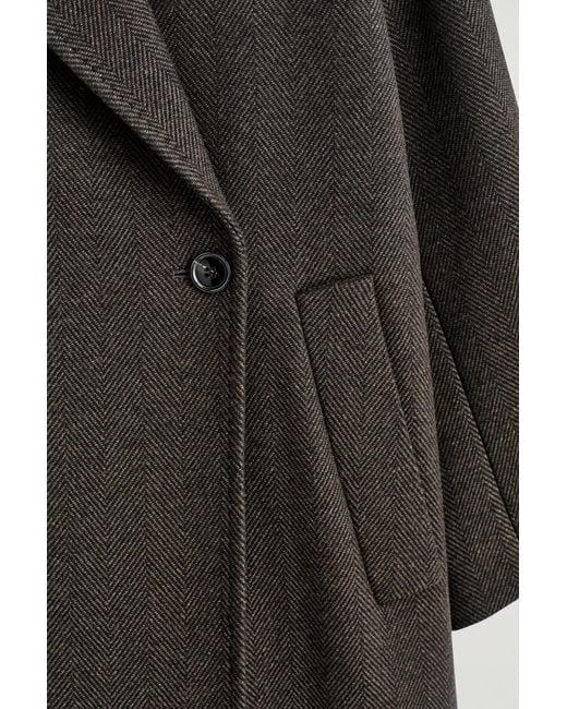 COS Black Oversized Double-Breasted Wool Long Coat