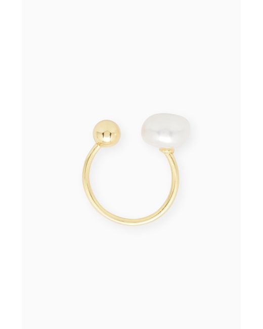 COS White Gold Vermeil Freshwater Pearl Ring