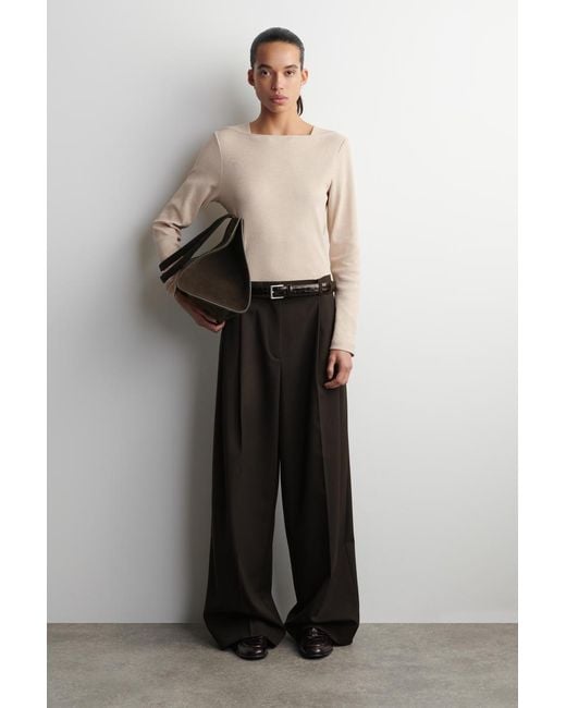 COS Natural Cotton-Jersey Long-Sleeved Top