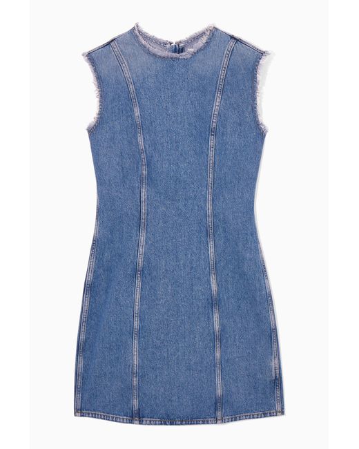 COS Blue Paneled Denim Mini Dress