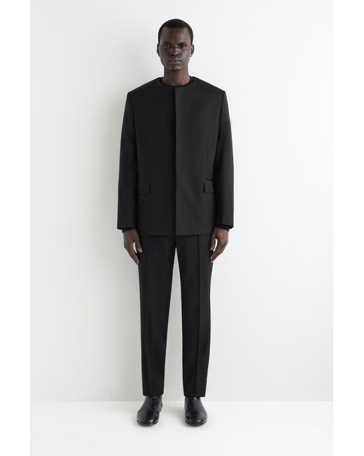 COS Black Collarless Wool Blazer for men