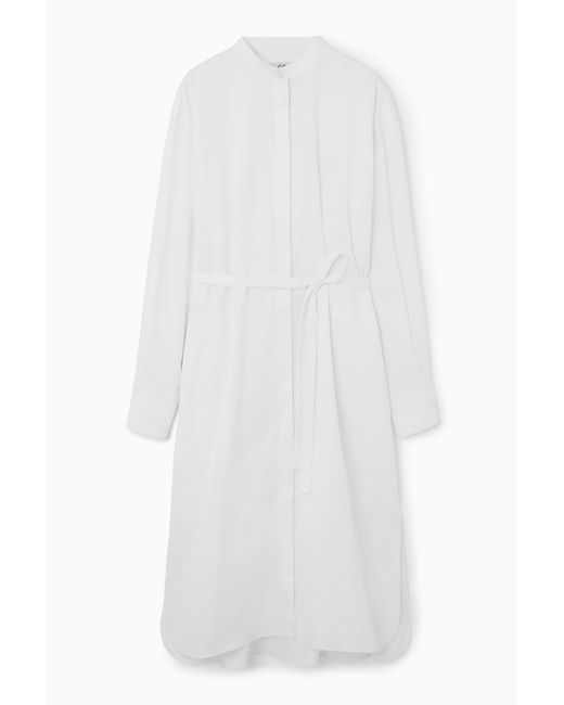 COS White Oversized Grandad-collar Shirt Dress