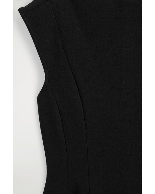 COS Black Sculpted Flared Cotton Mini Dress