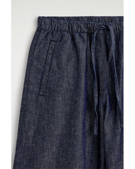 COS Blue Denim Wide-leg Drawstring Trousers
