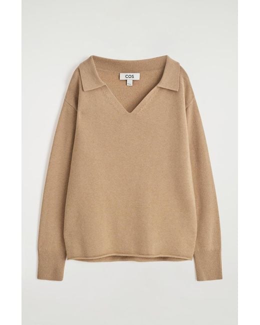 COS Natural Merino Wool Polo Sweater