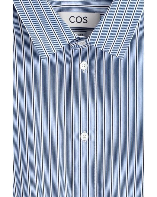 COS Blue Relaxed Striped Cotton Shirt for men