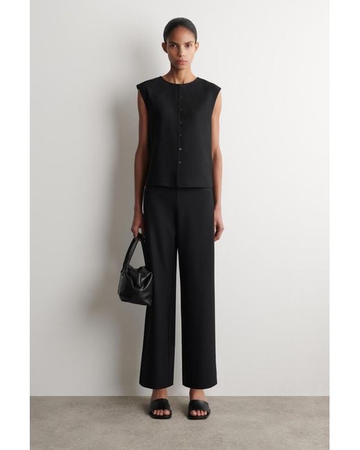 COS Black Buttoned Knitted Top