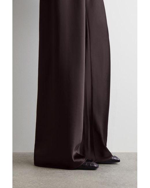 COS Brown Satin Wide-Leg Trousers