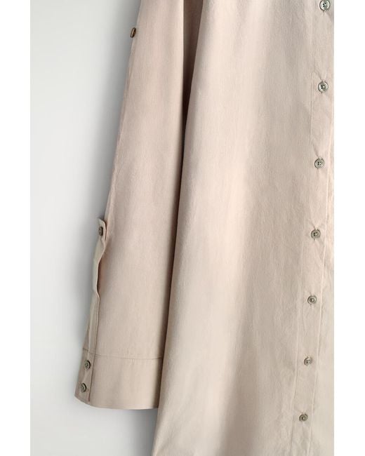 COS Natural Curved-Sleeve Cotton Midi Shirt Dress