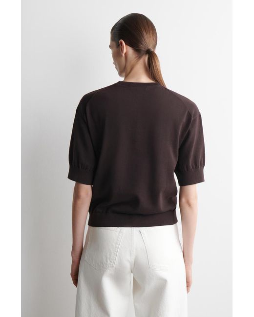 COS Brown Knitted Cotton T-Shirt