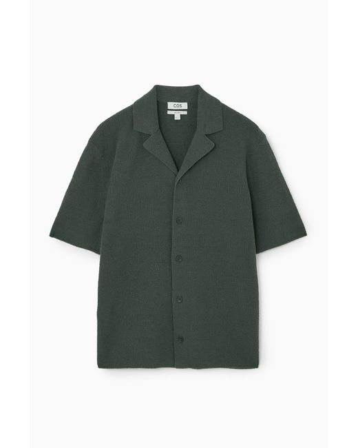 COS Green Short-sleeved Bouclé-knit Shirt for men