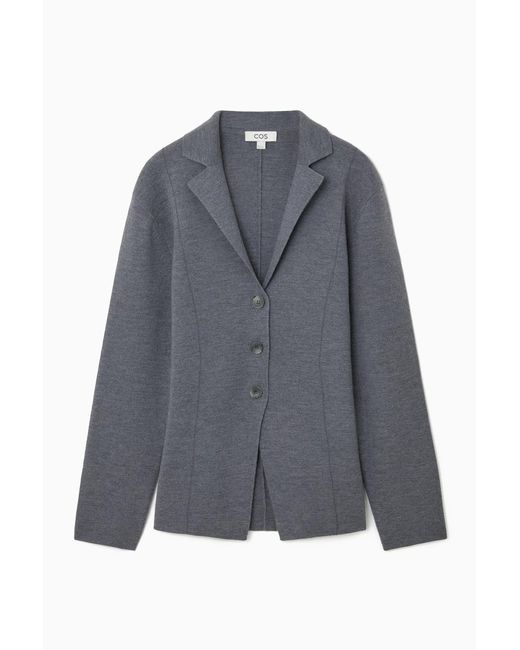 COS Gray Knitted Waisted Blazer