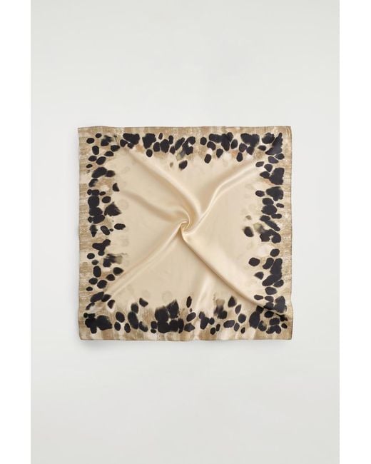 COS Natural Animal-Print Silk Scarf