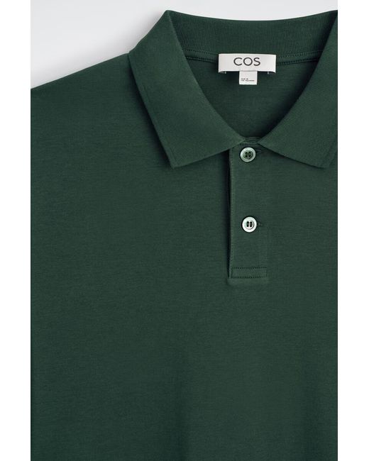 COS Green Interlock Cotton Polo Shirt for men