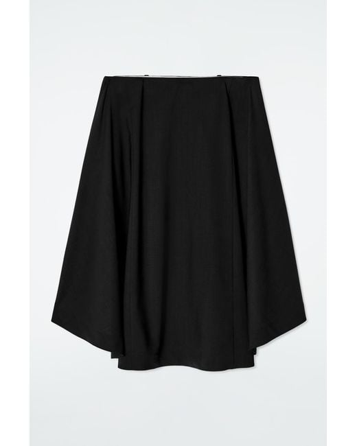 COS Black Deconstructed Sheer Wool Skirt