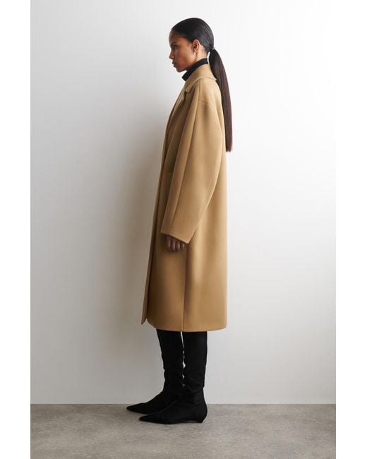 COS Natural Oversized Double-Breasted Wool Long Coat