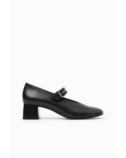 COS Black Block-heel Leather Mary-jane Pumps
