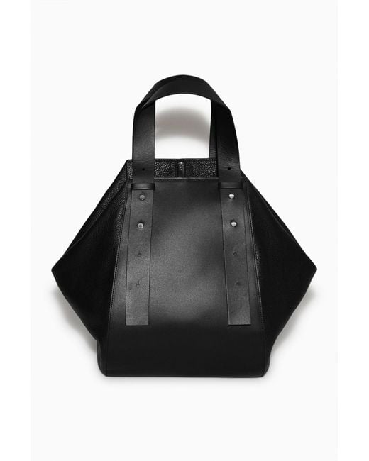 COS Black Large Leather Bowling Bag